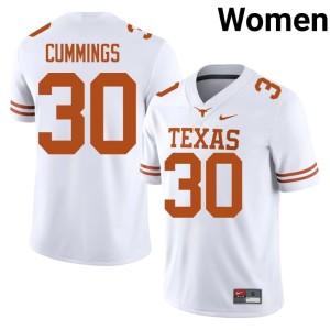 Women's College Football White #30 Embroidery Rocky Cummings UT Jerseys 187252-396