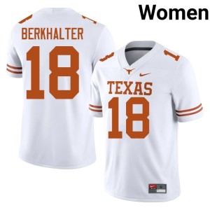 Womens Texas White College Football Stitched #18 Sterling Berkhalter Jersey 719136-750