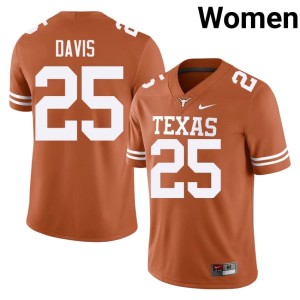 Womens #25 College Football UT Longhorns Alumni Toray Davis Orange Jersey 823962-525