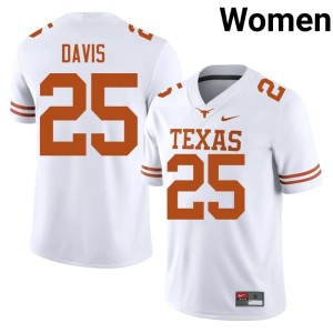 Women University College Football Toray Davis #25 White Longhorns Jerseys 173434-711