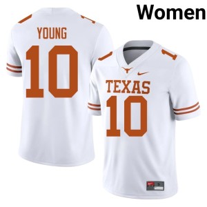 Womens The Horns Vince Young College Football University #10 White Jerseys 363655-883