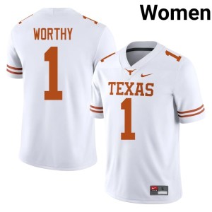 Womens Alumni Horns #1 Xavier Worthy College Football White Jersey 559436-348
