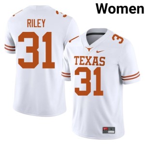 Women Texas Athletics White #31 College Football Yaheim Riley University Jersey 358565-105