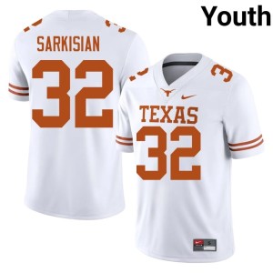 Youth White Brady Sarkisian Limited #32 Longhorns College Football Jerseys 341215-612
