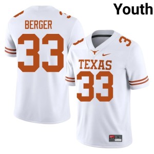 Youth Stitched Carson Berger Texas College Football #33 White Jerseys 718792-994