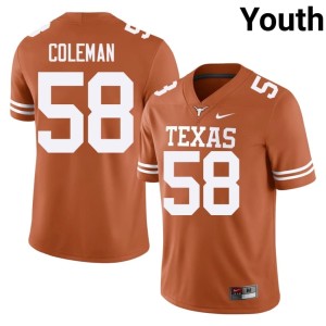 Youth College Football University of Texas Longhorns #58 Devin Coleman Orange Limited Jerseys 137511-901