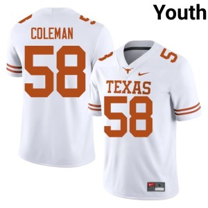 Youth Devin Coleman College Football White High School Texas Athletics #58 Jerseys 587261-385