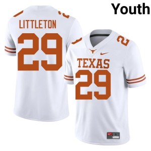 Youth White Longhorns University #29 Graceson Littleton College Football Jersey 402011-748