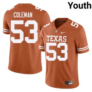 Youth Orange Longhorns College Football Limited #53 Isaiah Coleman Jerseys 554494-641
