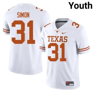 Youth White #31 University Burnt Orange James Simon College Football Jerseys 922567-566