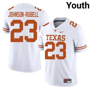 Youth College Football White University #23 Jordon Johnson-Rubell Horns Jerseys 164749-399