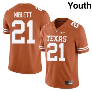 Youth College Football NCAA Ryan Niblett Longhorns Orange #21 Jersey 402865-542