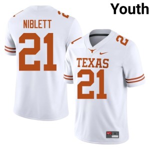 Youth White College Football Ryan Niblett Texas Embroidery #21 Jersey 586144-611