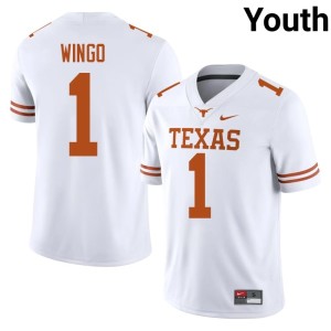 Youth #1 Stitched White Ryan Wingo Horns College Football Jersey 610176-533