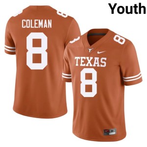 Youth College Football #8 Orange UT Longhorns Cam Coleman 2026-27 Jerseys 562920-405