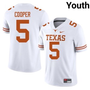 Youth #5 Texas Longhorns White Derrek Cooper University College Football Jerseys 193319-131