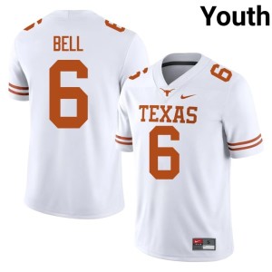 Youth Texas White Replica #6 College Football Dia Bell Jerseys 149922-555