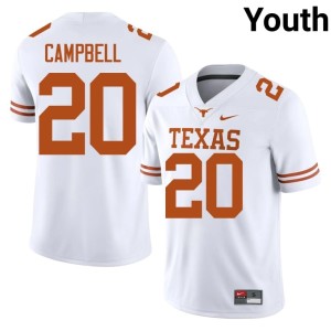 Youth College Football Burnt Orange White Earl Campbell Game #20 Jerseys 783432-537