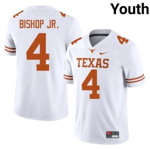 Youth High School College Football #4 White Jermaine Bishop Jr. Longhorns Jerseys 690363-803