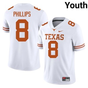Youth College Football Kade Phillips Longhorns Replica White #8 Jersey 697359-858