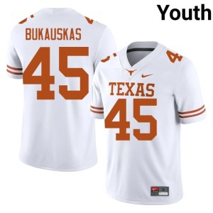 Youth College Football NCAA White Mikey Bukauskas Longhorns #45 Jerseys 782959-547