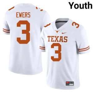 Youth #3 Texas Longhorns White Stitched College Football Quinn Ewers Jersey 288423-247