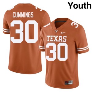 Youth Longhorns #30 Rocky Cummings Orange Stitched College Football Jersey 963203-592