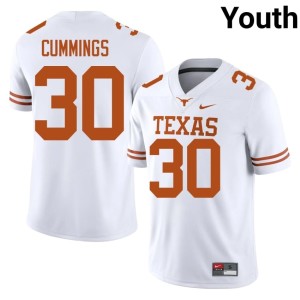 Youth Game White Rocky Cummings Horns College Football #30 Jersey 215520-993