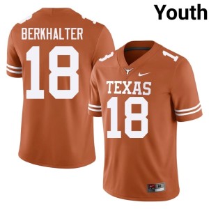 Youth Orange Replica Horns #18 College Football Sterling Berkhalter Jersey 526811-617