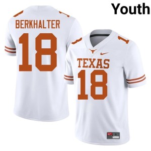 Youth Player #18 UT Austin Sterling Berkhalter White College Football Jersey 591285-795