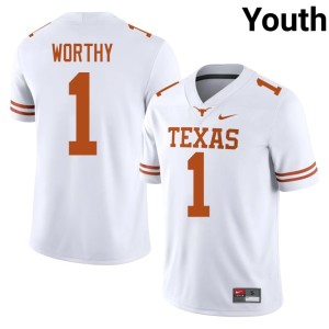Youth #1 Xavier Worthy UT White College Football Stitched Jersey 756749-918
